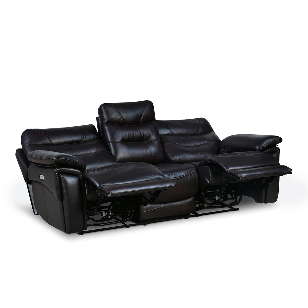 Bakewell 3 Seater Leather Electric Recliner- Brown