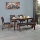 Nilkamal Floret 6 Seater Dining Set With Bench (Walnut)