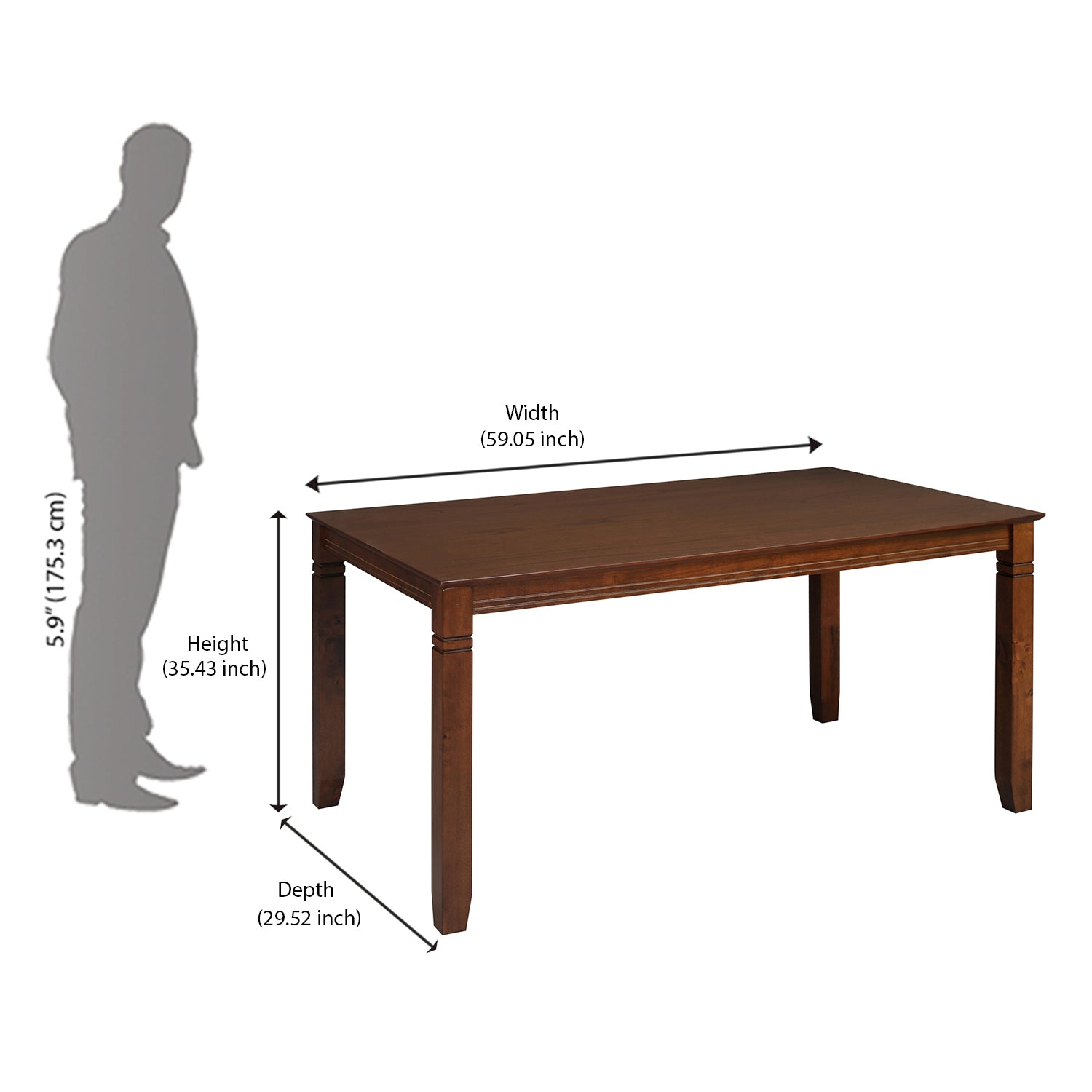 Floret 6 Seater Dining Table (Walnut)