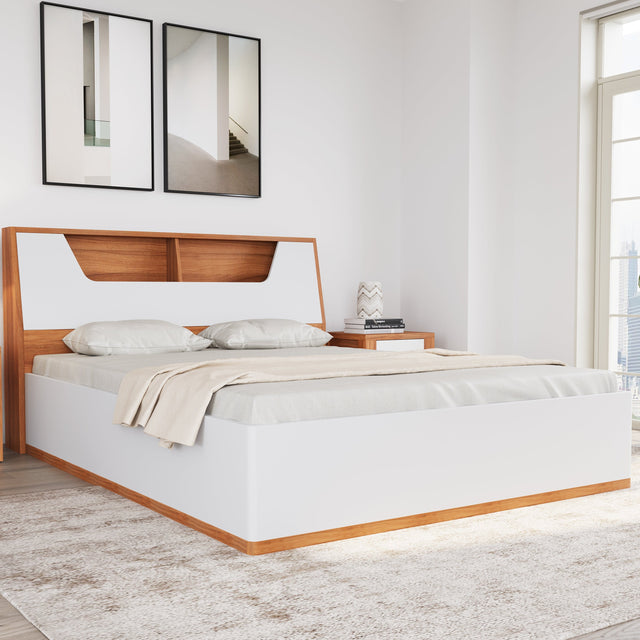 Nilkamal Eternal Queen Bed With Hydraulic Storage (Teak)