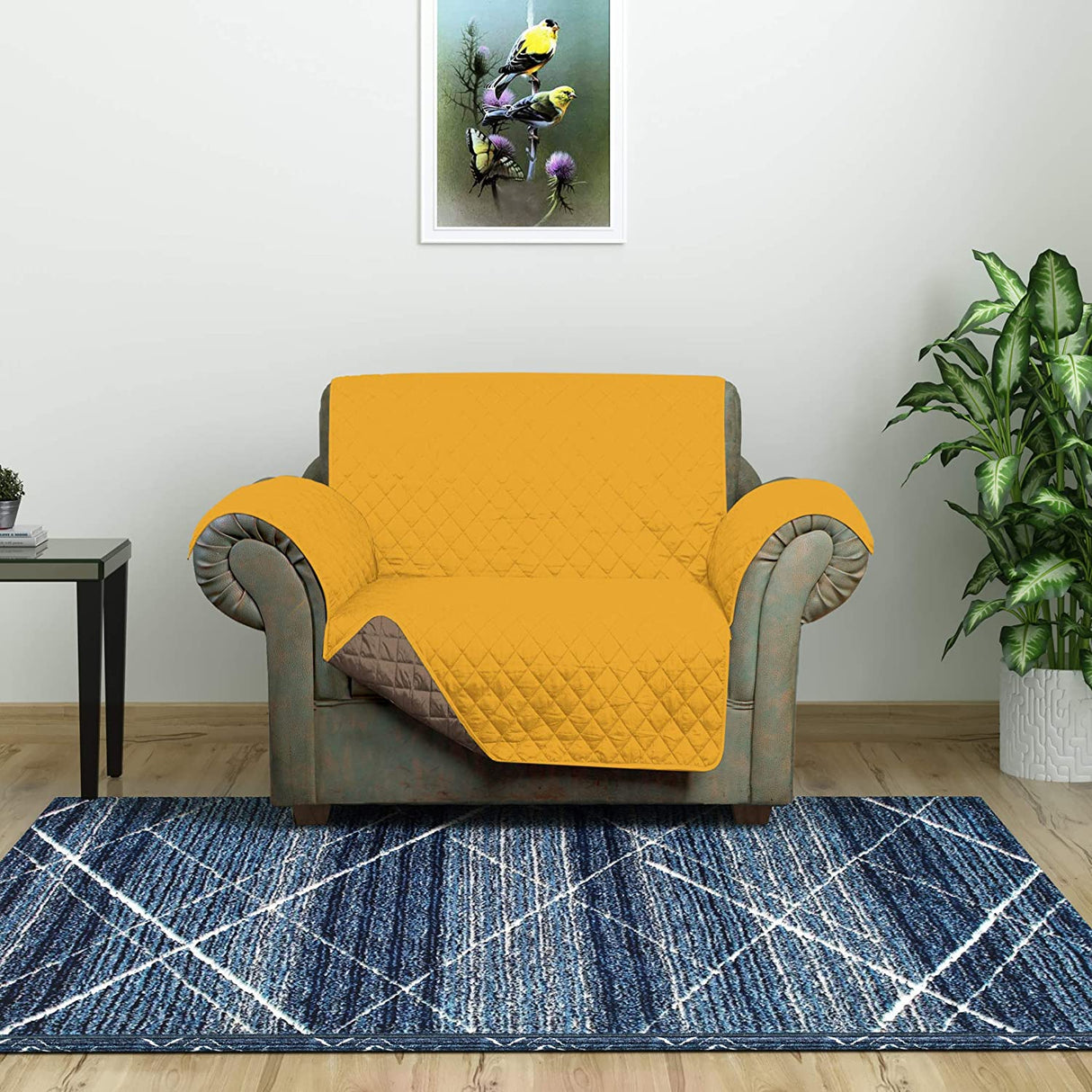 Nilkamal Reversible 1 Seater Sofa Cover 179 Cm X 165 Cm Mustard Taupe