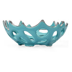 Cutwork Ceramic Round Bowl- Sea green & Silver