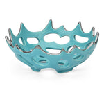 Cutwork Ceramic Round Bowl- Sea green & Silver