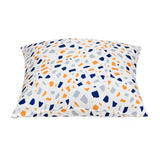 Ariel Metro Retro Satin Fabric 16' x 16' Filled Cushion (Yellow & Navy Blue)