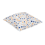Ariel Metro Retro Satin Fabric 16' x 16' Filled Cushion (Yellow & Navy Blue)