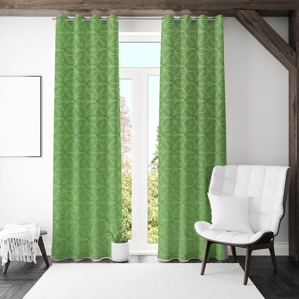 Nilkamal Veera Jacquard Floral 9 Ft Polyester Long Door Curtains Set Of 2 Green