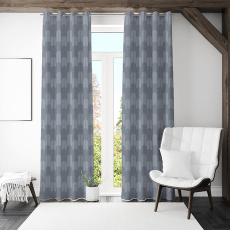 Nilkamal Veera Jacquard Abstract 7 Ft Polyester Door Curtains Set Of 2 Grey
