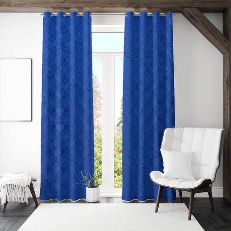 Nilkamal Veera Jacquard Abstract 7 Ft Polyester Door Curtains Set Of 2 Indigo