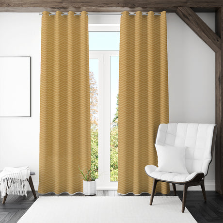 Nilkamal Veera Jacquard Abstract 7 Ft Polyester Door Curtains Set Of 2 Dark Beige