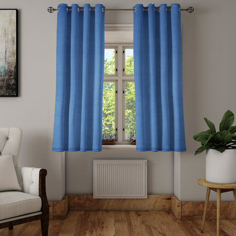 Nilkamal Visto Solid Blackout 5 Ft Polyester Window Curtains Set Of 2 Dark Blue