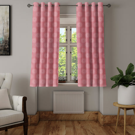 Nilkamal Veera Jacquard Floral 5 Ft Polyester Window Curtains Set Of 2 Onion