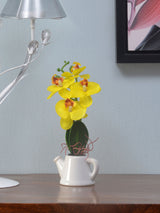 Nilkamal Potted Plant Teapot Orchid Ylw 13X9X18Cm