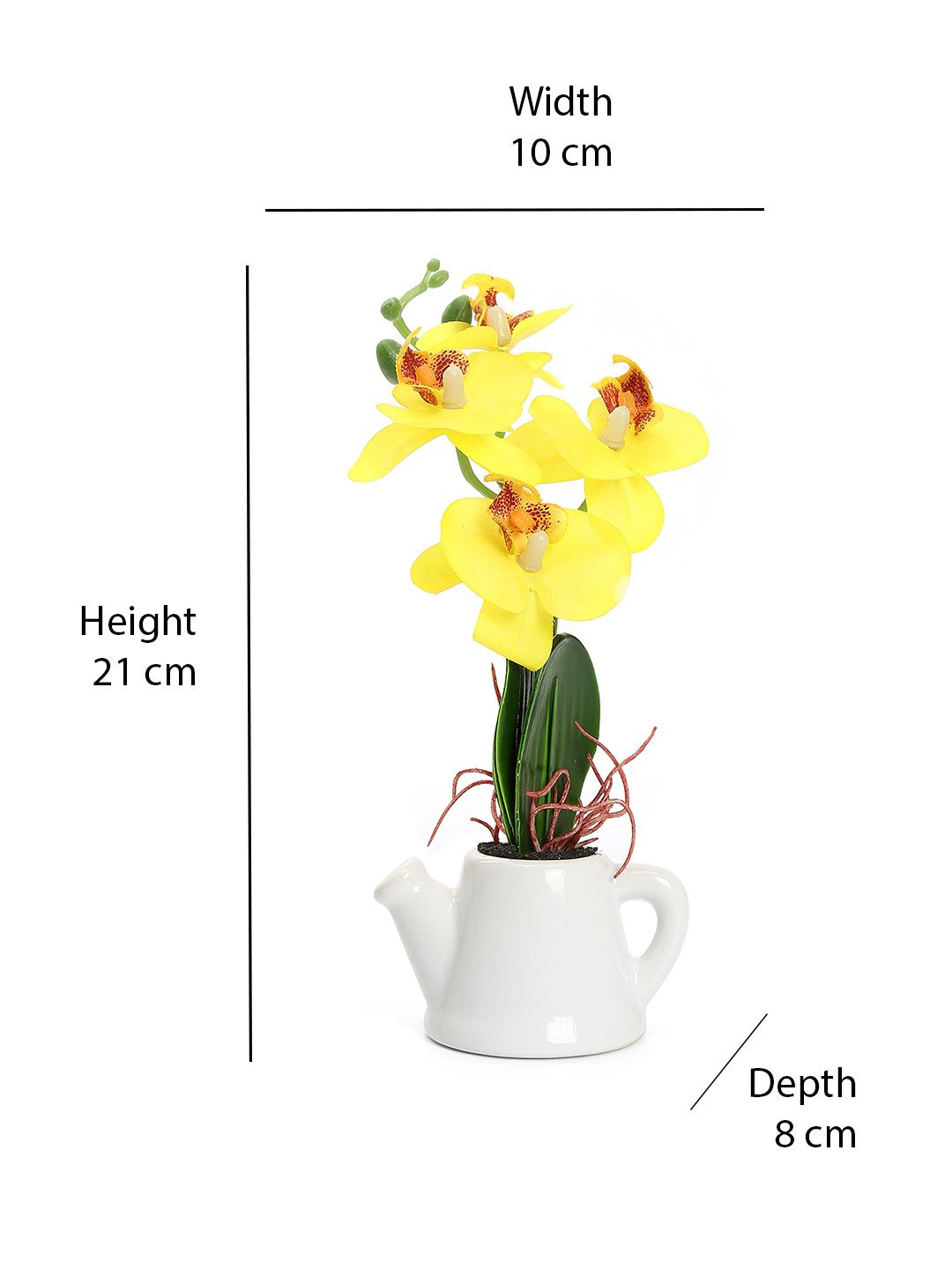 Orchid Teapot Potted Plant (Yellow)