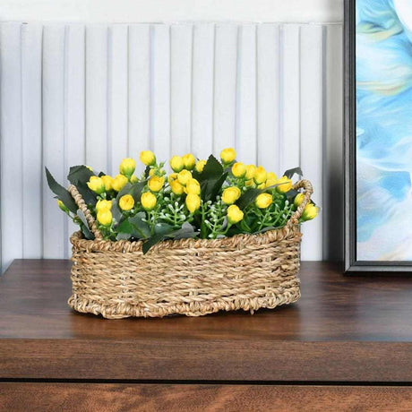 Nilkamal Rose Buds Basket Potted Plant Yellow