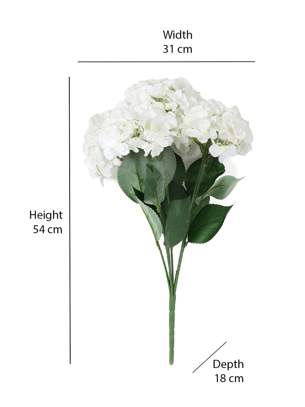 Hydrangea Artificial Flower Bunch- White