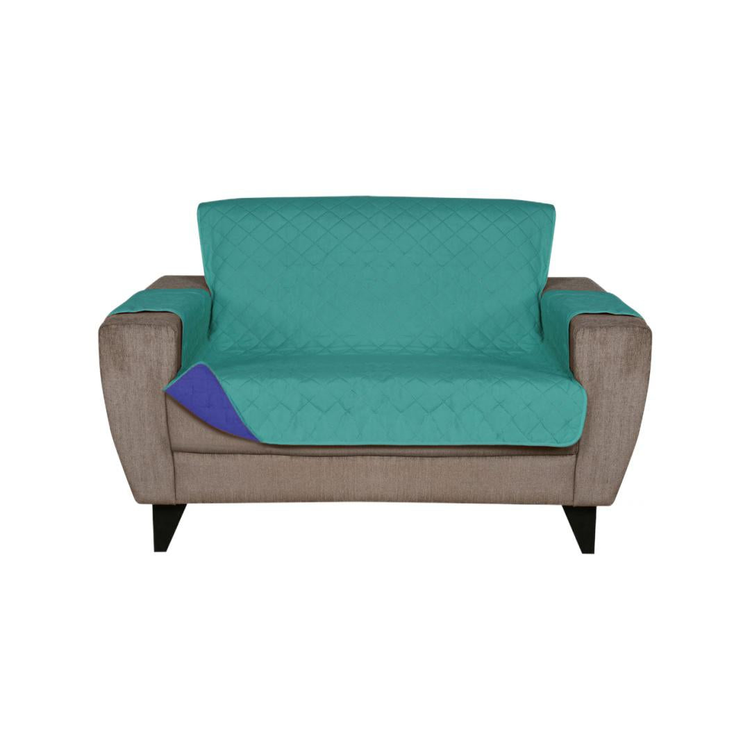 2 Seater Reversible Sofa Cover 179 cm x 223 cm (Sea Green & Indigo)