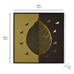 Leaf With Birds Painting- Gold