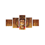 Buddha Mukh Round Painting With 5 Panel- Brown