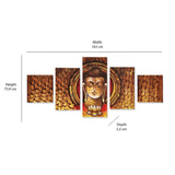 Buddha Mukh Round Painting With 5 Panel- Brown