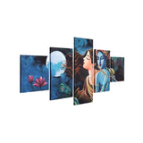 Radha Krishna Five Panel Painting- Multicolor