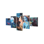 Radha Krishna Five Panel Painting- Multicolor