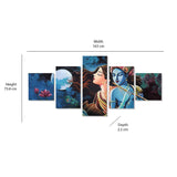 Radha Krishna Five Panel Painting- Multicolor