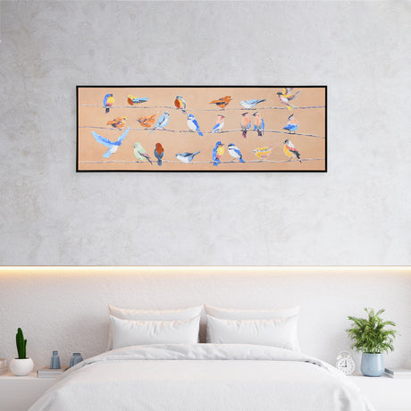 Nilkamal Birds Chatter Canvas Wall Painting (Mustard)