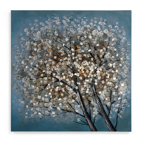 Floral Tree Emboss Painting- Sea Green