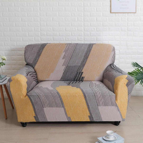 Nilkamal Abstract Elegance Fitted 2 Seater Sofa Cover Mustard & Multicolor