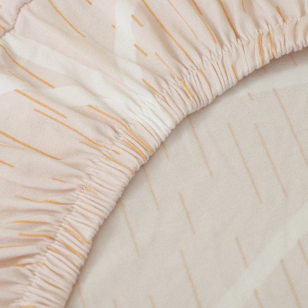 Geometric Elegance Fitted 1 Seater Sofa Cover- Peach & White