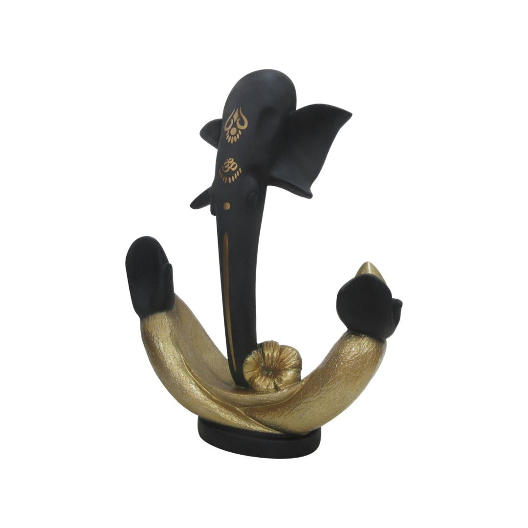 Abstract Bliss Ganesha Polyresin Showpiece- Black & Gold