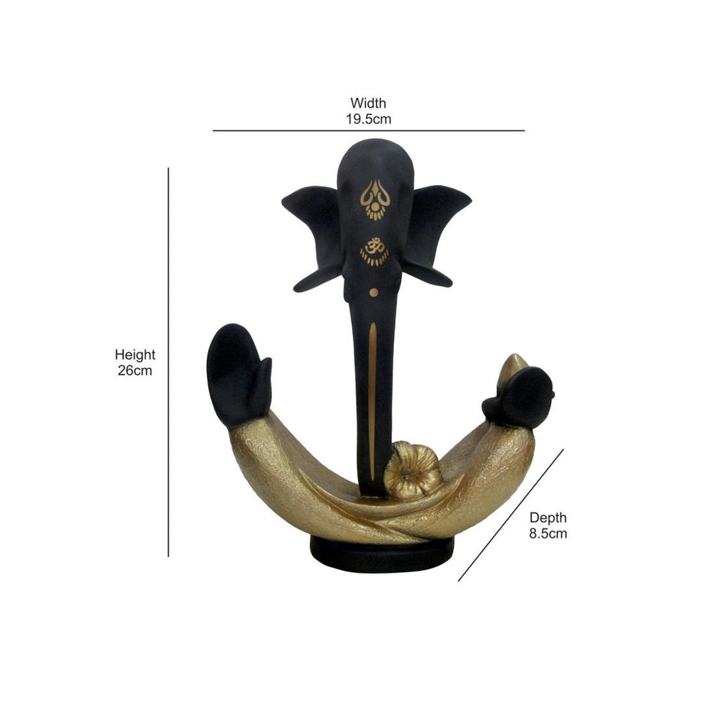 Abstract Bliss Ganesha Polyresin Showpiece- Black & Gold
