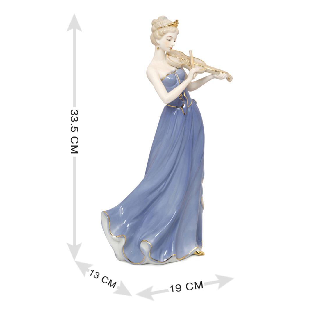 Lady Playing Violin Decorative Ceramic Showpiece- Blue