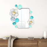 Flora Rectangular Decorative Metal Frame Mirror- Sea Green & Gold