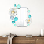 Flora Rectangular Decorative Metal Frame Mirror- Sea Green & Gold