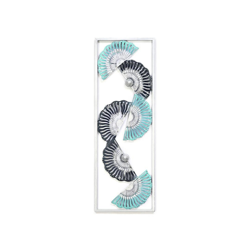 Fan Panel Wall Decor- Seagreen & Silver