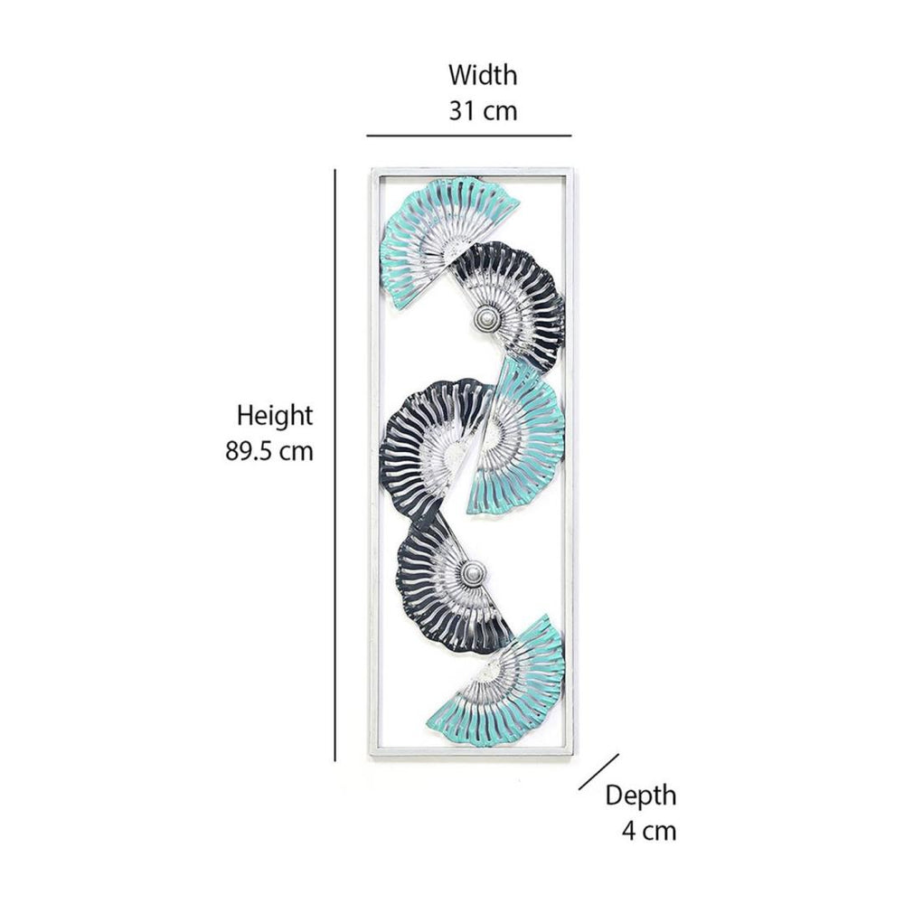 Fan Panel Wall Decor- Seagreen & Silver