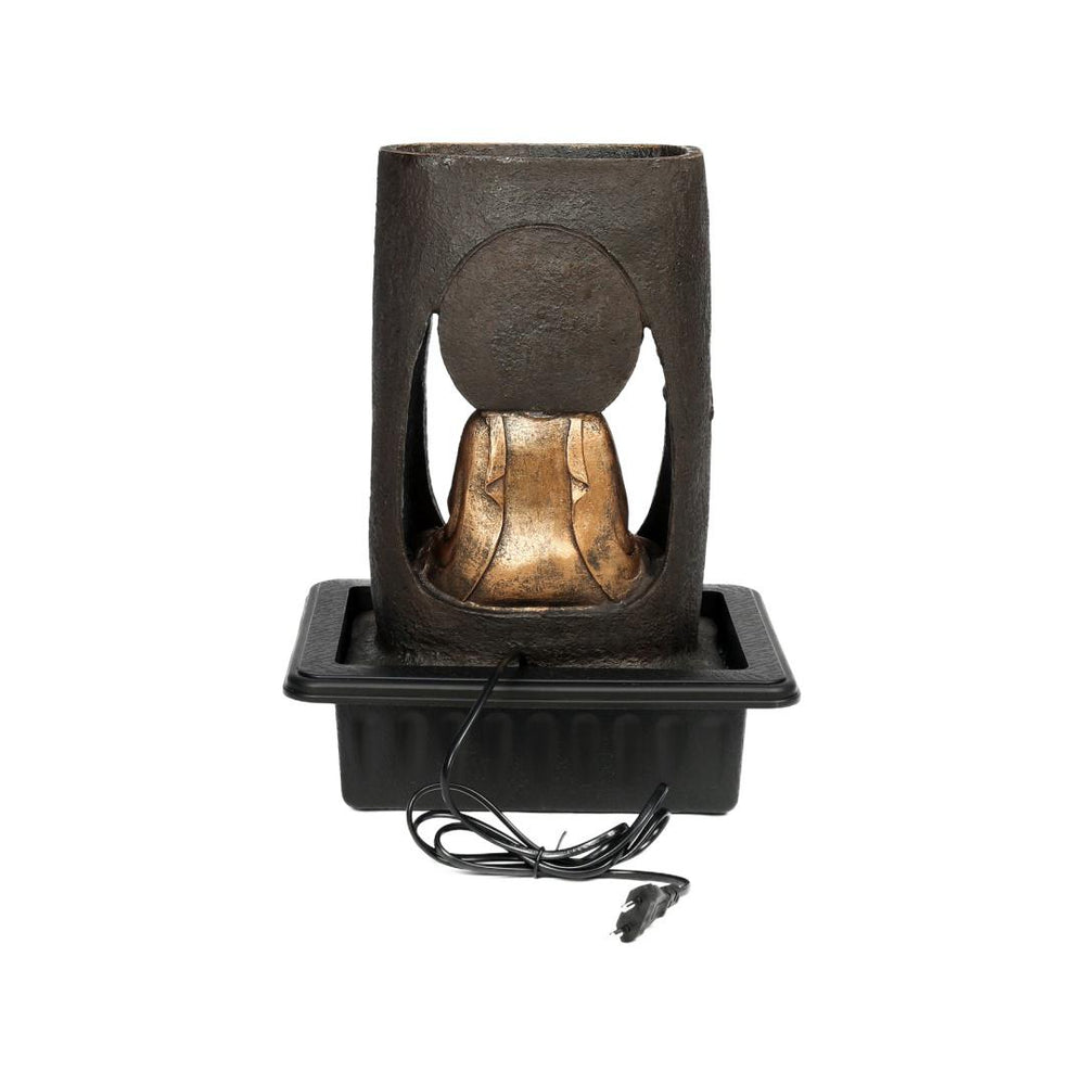 Buddha Waterfall Table Top Decorative Water Fountain with LED Light- Gold