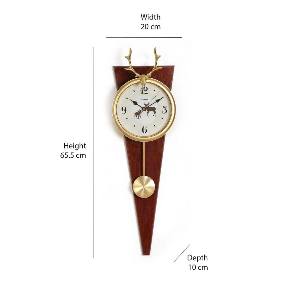 Stag Pendulum Wall Clock- Brown