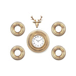 Combo Stag Wall Clock Set Of 6- Gold