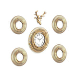 Combo Stag Wall Clock Set Of 6- Gold