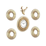 Combo Stag Wall Clock Set Of 6- Gold