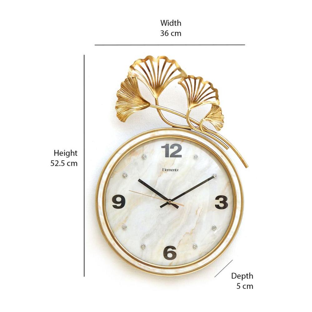 Ginkgo Leaf Wall Clock- Gold