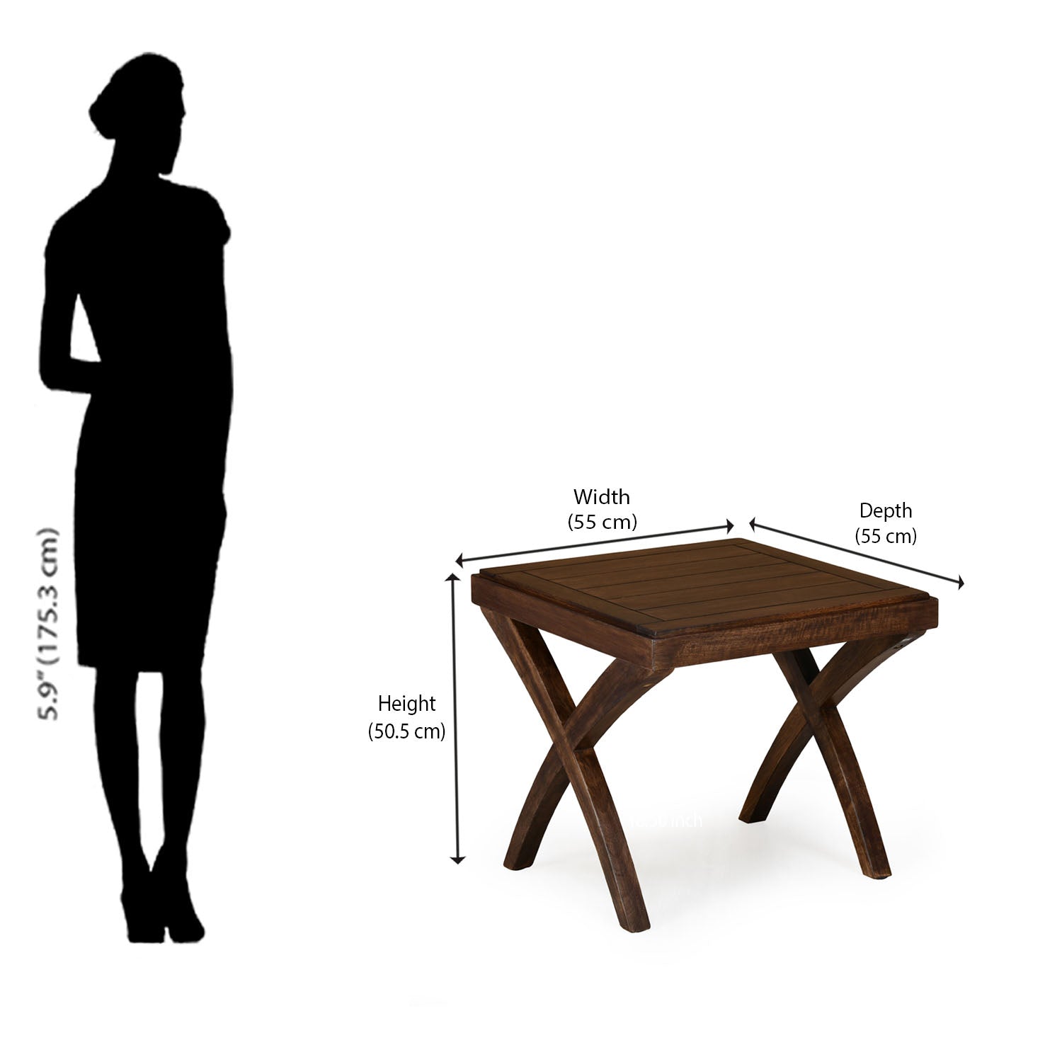 Karla Solid Wood Side Table (Walnut)