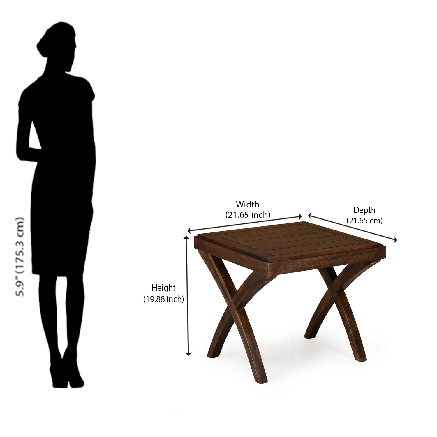 Karla Solid Wood Side Table (Walnut)