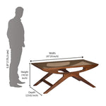 Kingsley Solid Wood Glass Top Center Table (Red Walnut)