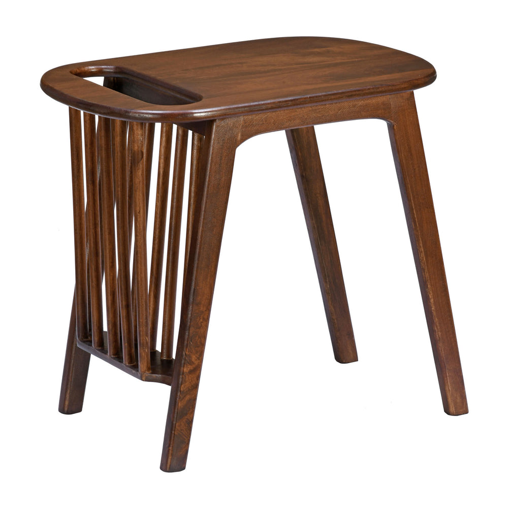 Kingsley Solid Wood Side Table with Magzine Rack (Red Walnut)