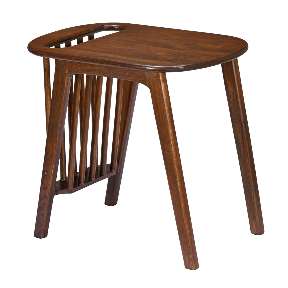 Kingsley Solid Wood Side Table with Magzine Rack (Red Walnut)