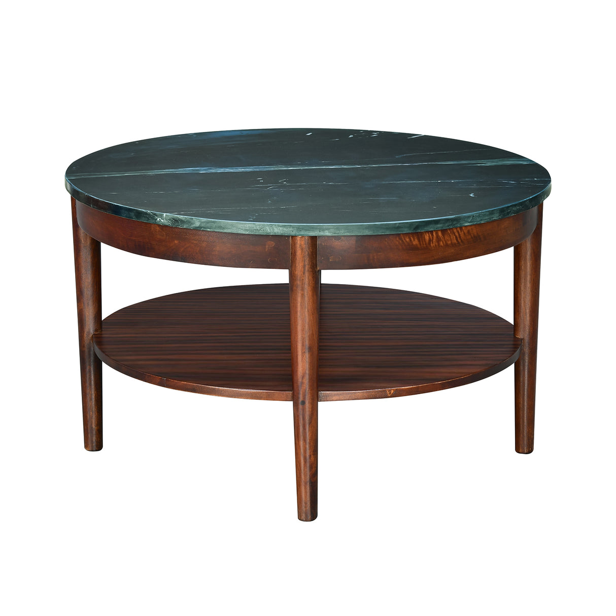 Kyran Marble Top Solid Wood Center Table (Red Walnut)