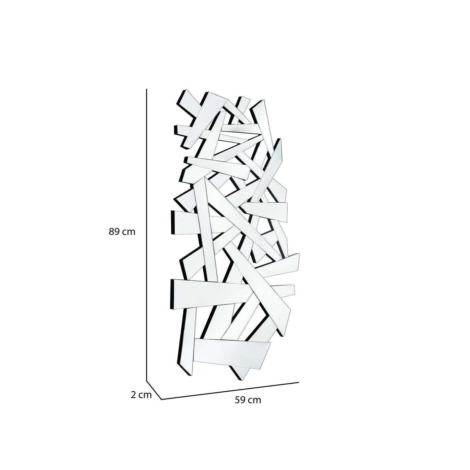 Criss Cross Rectangular Glass Mirror- Silver